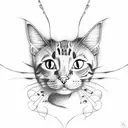 Cat and Butterfly tattoo design idea