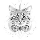 Cat and Butterfly tattoo design idea