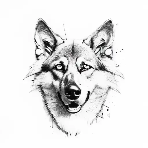 hawk with German shepherd sunset warrior  tattoo design idea