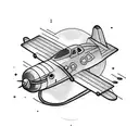 small black plane with a heart-shaped trail without background, minimalism tattoo design idea