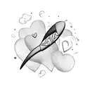 small black plane with a heart-shaped trail without background, minimalism tattoo design idea