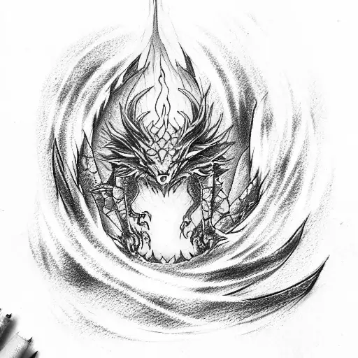 Anime, main hero, fire, dragon tattoo design idea