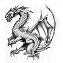 Anime, main hero, fire, dragon tattoo design idea