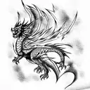 Anime, main hero, fire, dragon tattoo design idea