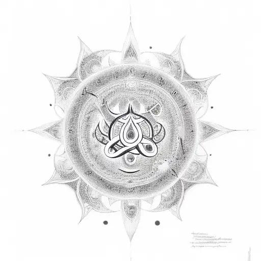 mahamrityunjaya mantra with trishul and Om tattoo design idea