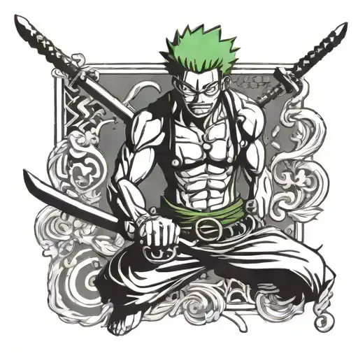 one piece zoro roronoa tattoo design idea