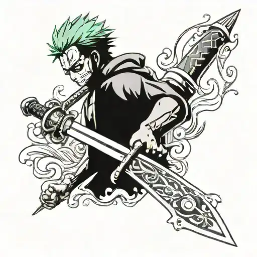 one piece zoro sword tattoo design idea