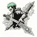 one piece zoro sword tattoo design idea