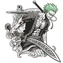 one piece zoro sword tattoo design idea