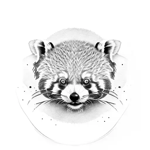 Red panda with a sad face looking at an empty food bowl tattoo design idea