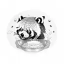 Red panda with a sad face looking at an empty food bowl tattoo design idea