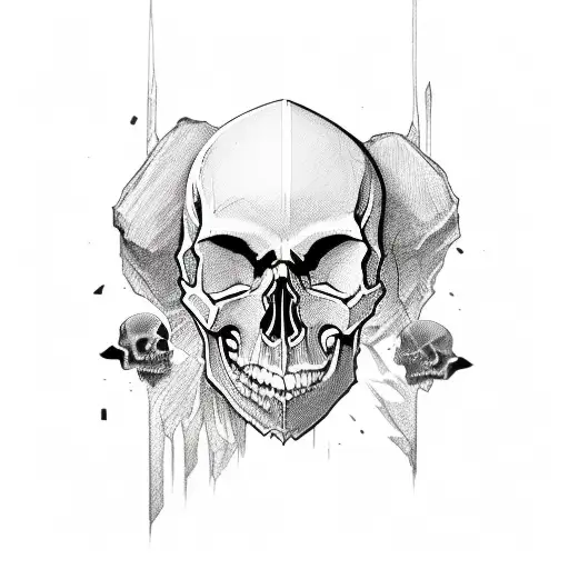 skull crying blood tattoo design idea