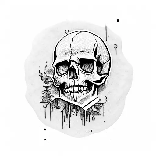 skull crying blood tattoo design idea