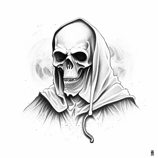Grim Reaper with Hood and sycthe  tattoo design idea