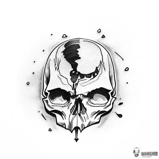 skull crying blood tattoo design idea