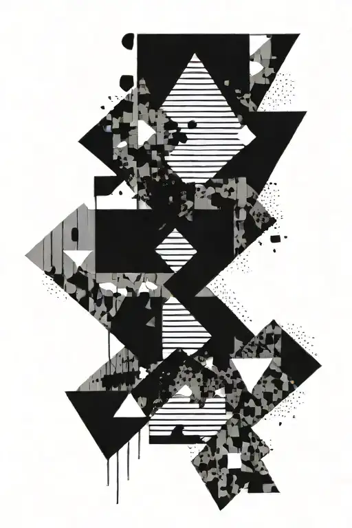 abstract art, dry brush strokes, minimalist style, geometry in dotwork  tattoo design idea