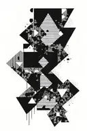 abstract art, dry brush strokes, minimalist style, geometry in dotwork  tattoo design idea