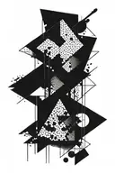 abstract art, dry brush strokes, minimalist style, geometry in dotwork  tattoo design idea