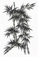 thin branch with bamboo leafs spreading tattoo design idea