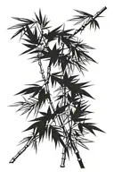 thin branch with bamboo leafs spreading tattoo design idea