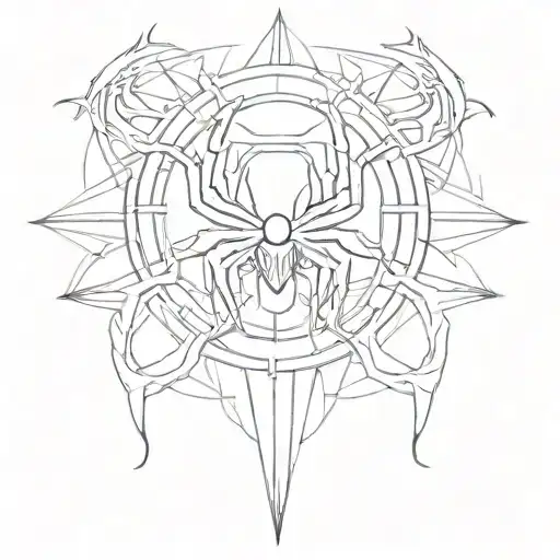A unique tattoo design that combines the Phantom Troupe Spider symbol with elements of cars tattoo design idea