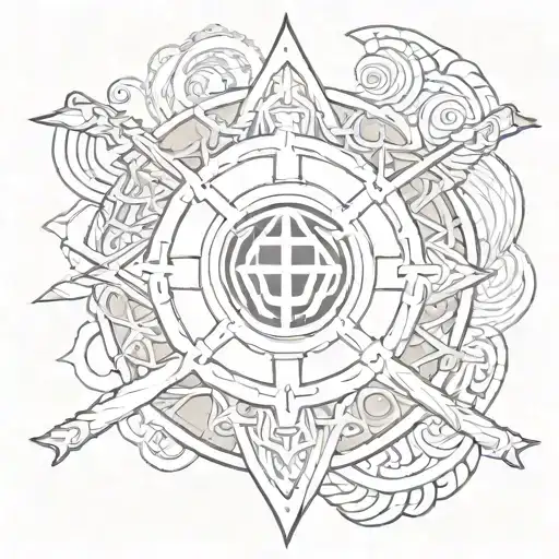 A Japanese family crest with a hidden Phantom Troupe insignia and a subtle nod to Zabuza's sword design, all done in a sketch style tattoo design idea
