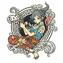 Fairy tail magic drain girl tattoo design idea