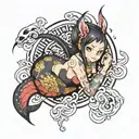 Fairy tail magic drain girl tattoo design idea