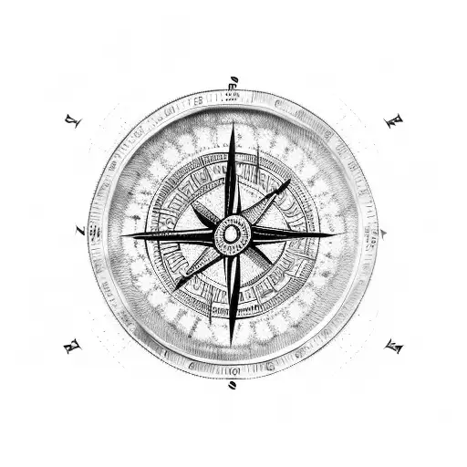 viking compass with futuristic abstract coding designs surrounding tattoo design idea