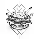 shiny delicious sandwich tattoo in black and white tattoo design idea