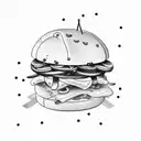 shiny delicious sandwich tattoo in black and white tattoo design idea