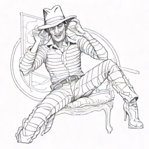 Freddy Krueger as a pin-up doll tattoo design idea