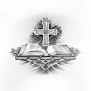 a Cross with a bible scriptures long  tattoo design idea