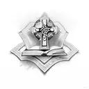 a Cross with a bible scriptures long  tattoo design idea