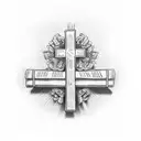 a Cross with a bible scriptures long  tattoo design idea