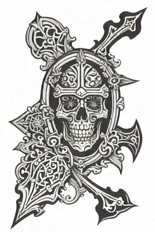 chrome hearts cross section tattoo design idea