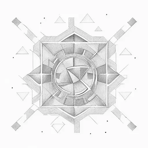 I'm looking to commission a custom illustration, specifically a well-drawn anvil composed of only circles and squares. D tattoo design idea