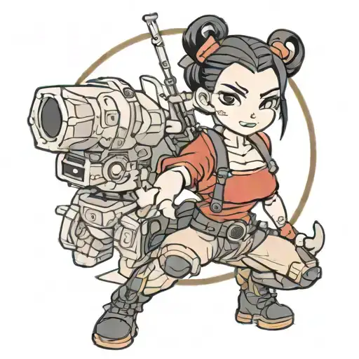 pucca cosplaying lara croft tattoo design idea