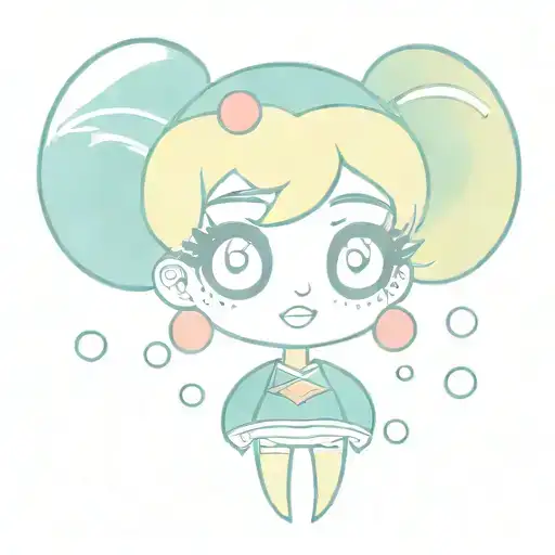 tatto stencil of bubbles form powerpuff girls cosplaying as Sailormoon  tattoo design idea