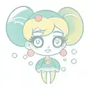 tatto stencil of bubbles form powerpuff girls cosplaying as Sailormoon  tattoo design idea