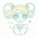 tatto stencil of bubbles form powerpuff girls cosplaying as Sailormoon  tattoo design idea