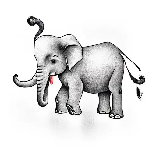 The name Grace with a baby and mom elephant in the back tattoo design idea