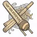 Cricket Bat and Ball with Initials: 	•	A small tattoo featuring a cricket bat and ball with your initials (RS) and 50  tattoo design idea
