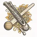 Cricket Bat and Ball with Initials: 	•	A small tattoo featuring a cricket bat and ball with your initials (RS) and 50  tattoo design idea