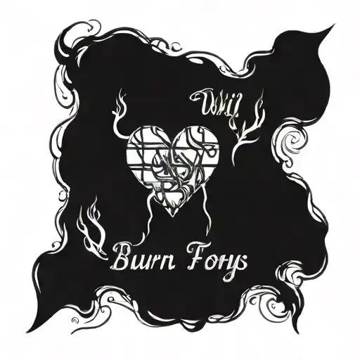 "I will burn for days and days Heart so slow but still it breaks We're melting into nothing" lyrics tattoo design idea