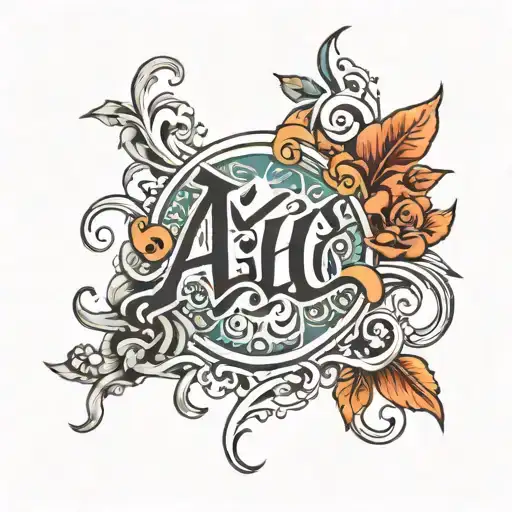 Ali name with art representation tattoo design idea
