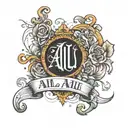 Ali name with art representation tattoo design idea
