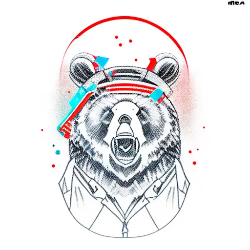 fierce bear with ax  tattoo design idea