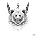 fierce bear with ax  tattoo design idea