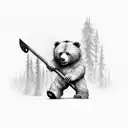 fierce bear with ax  tattoo design idea